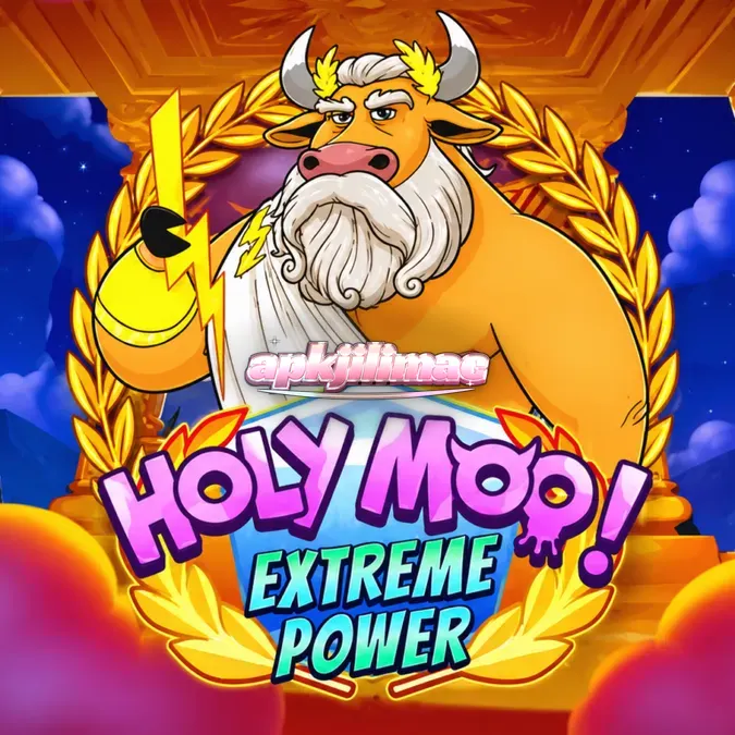 Tampilan visual slot Holy Moo! Extreme Power dengan tema dewa sapi.